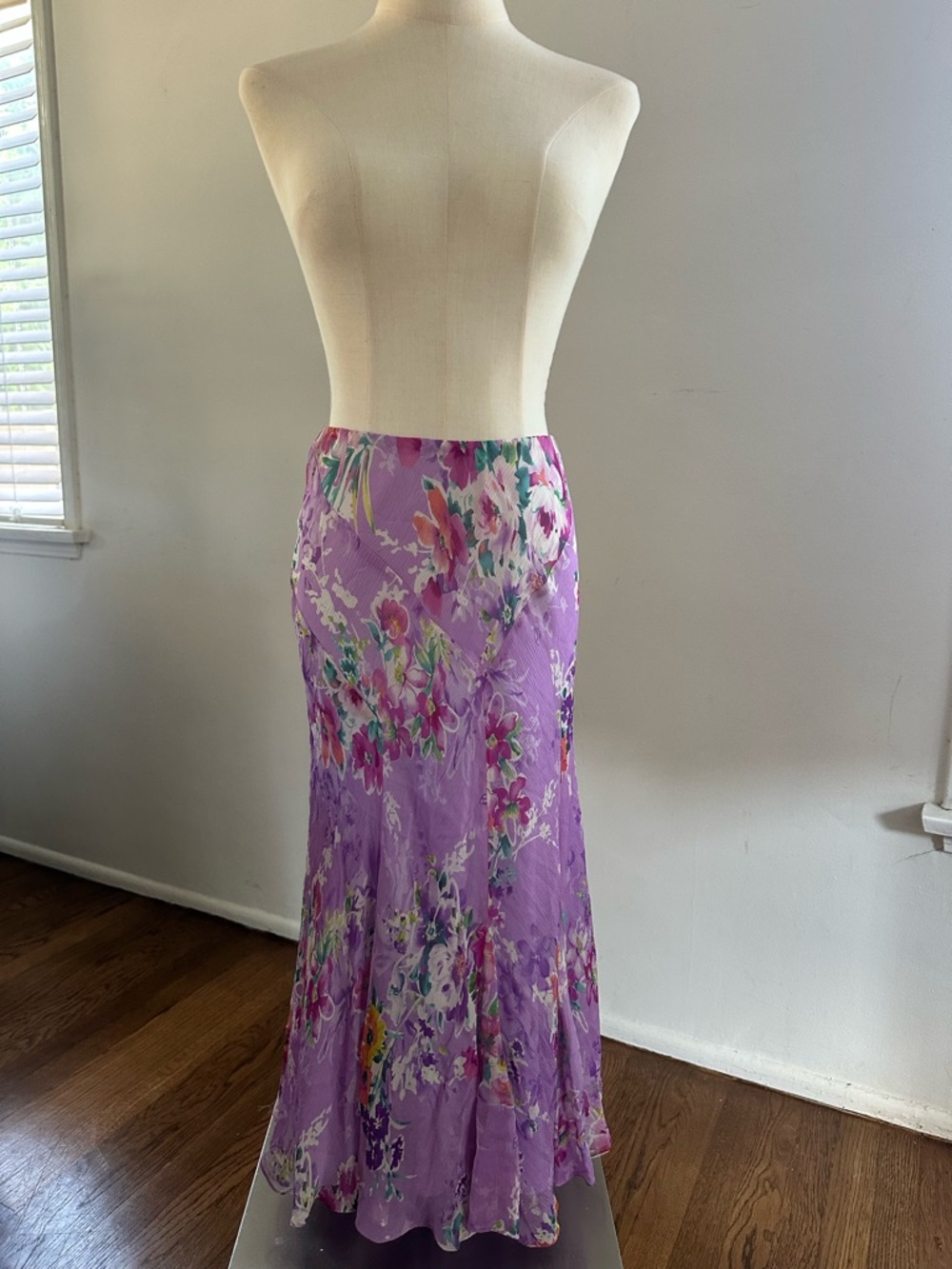 90s Ralph Lauren Floral Maxi Skirt Lavender Purple Pink Cottagecore Prairie